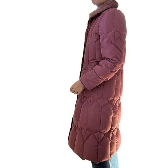 Vintage 1970s Saxton Hall Dusty Pink Quilted Goose Down Puffer Trench Coat Sz M - Picture 8 of 10